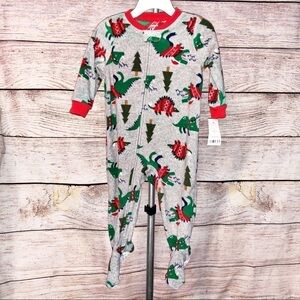 NWT Carters Christmas Dinosaurs footed Pajamas Size 12 months